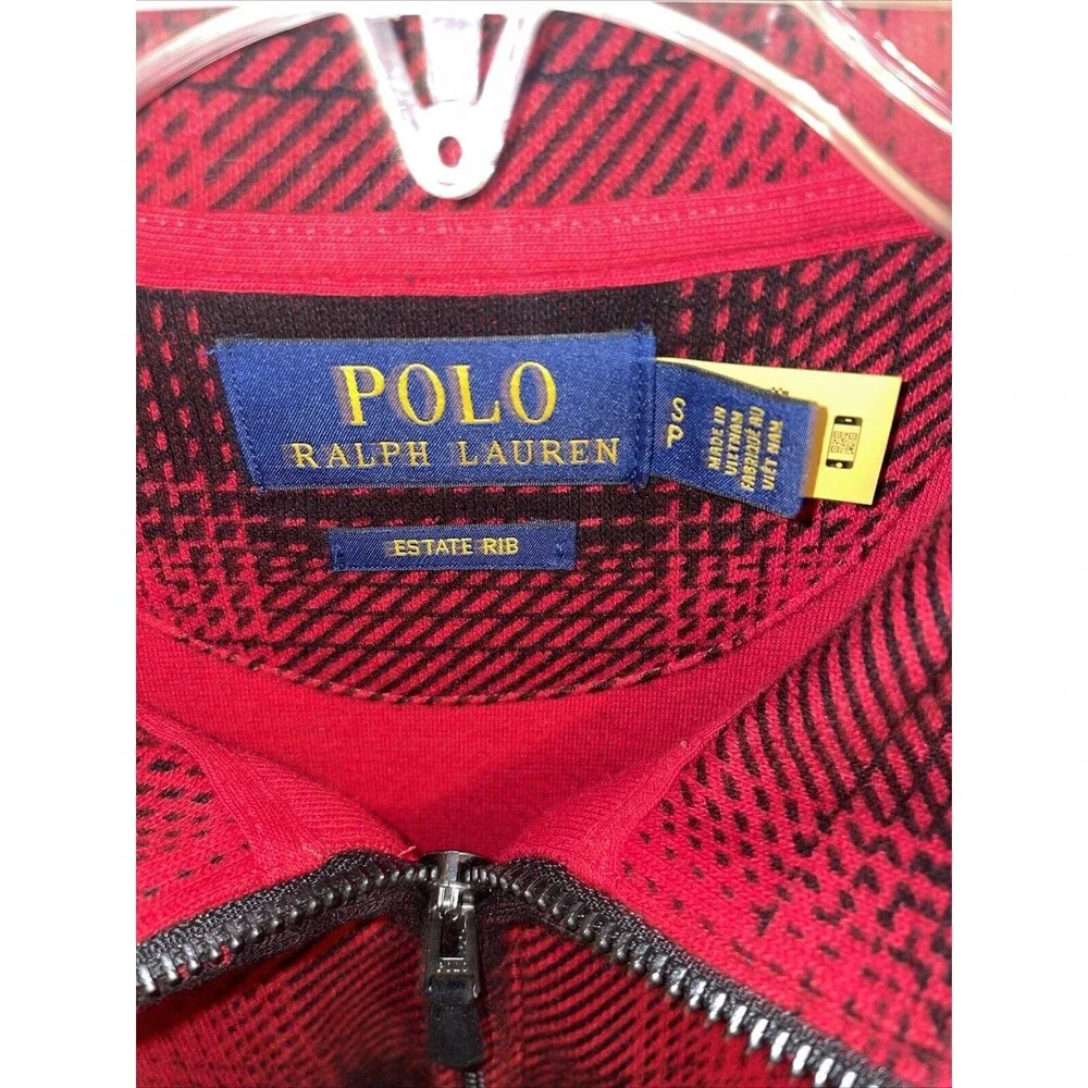 Polo Ralph Lauren Estate Rib Men’s Pullover Shirt Size Small Red Plaid Outdoors